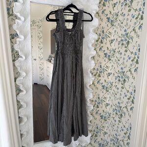 Doen Black and White Gingham Midi Dress